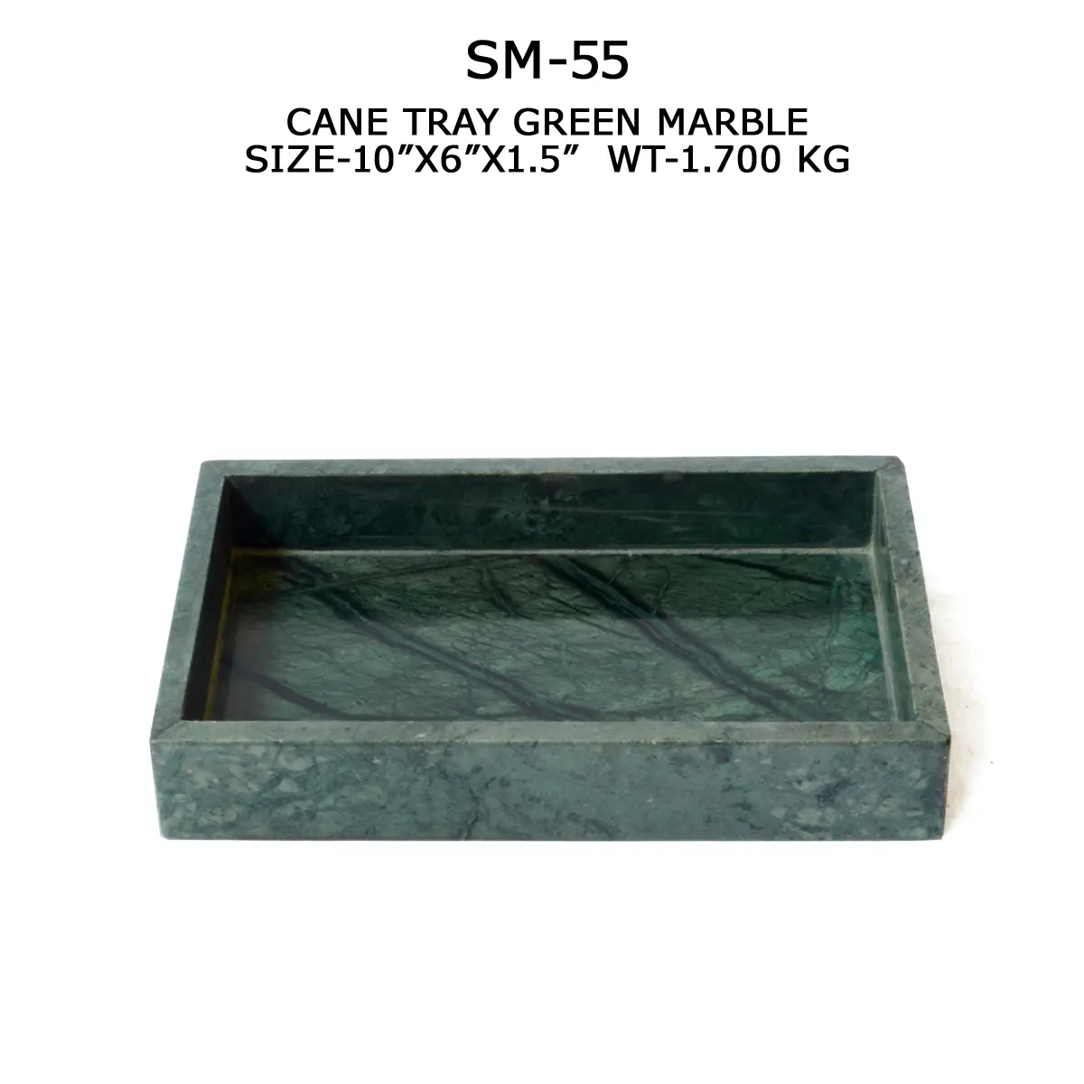 CANE TRAY GREEN MARBLE
